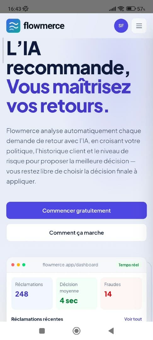 Landing page on mobile